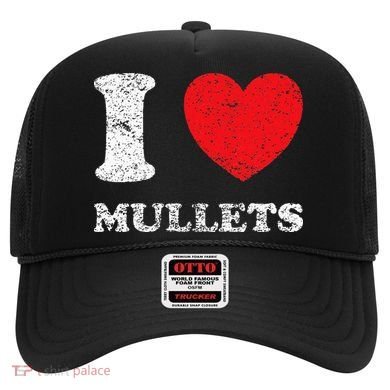 Distressed Grunge Worn Out Style I Love Mullets Hat