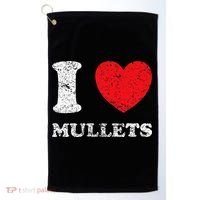 Distressed Grunge Worn Out Style I Love Mullets Golf Towel thumb 0