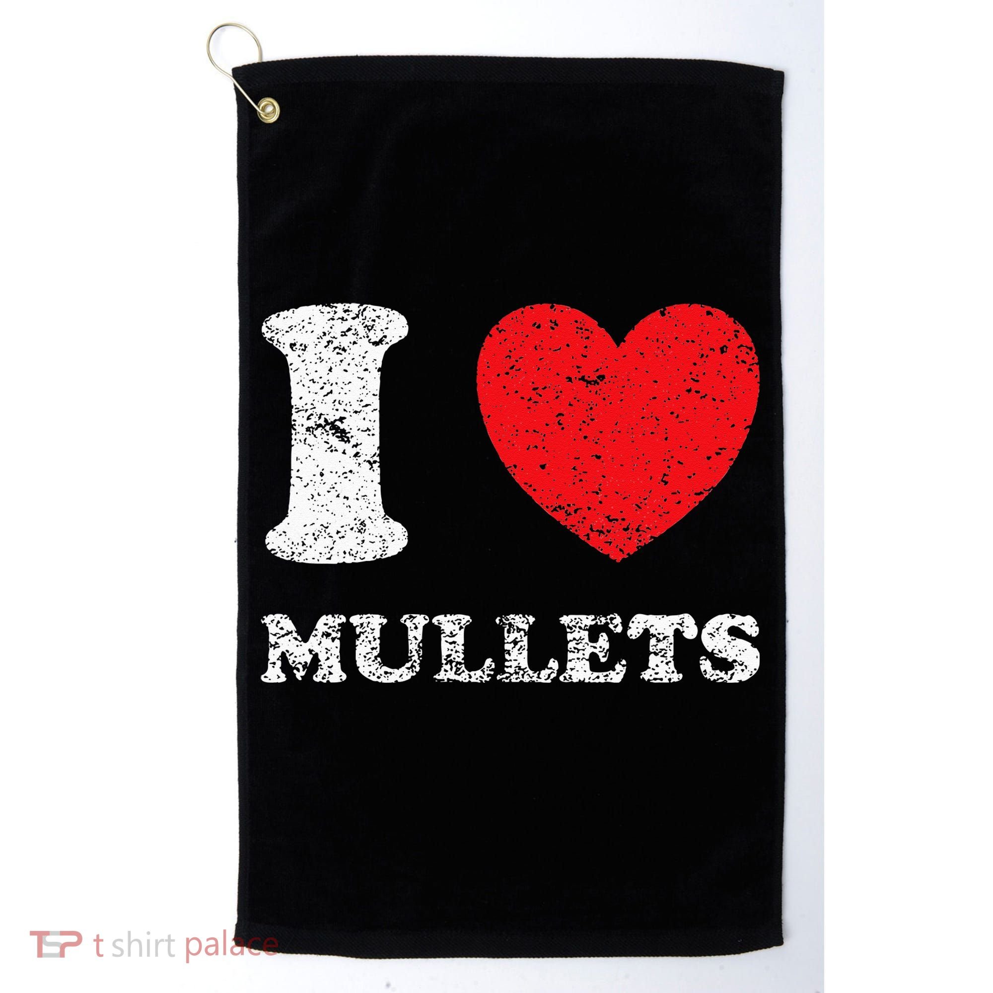 Distressed Grunge Worn Out Style I Love Mullets Golf Towel