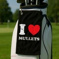 Distressed Grunge Worn Out Style I Love Mullets Golf Towel thumb 2
