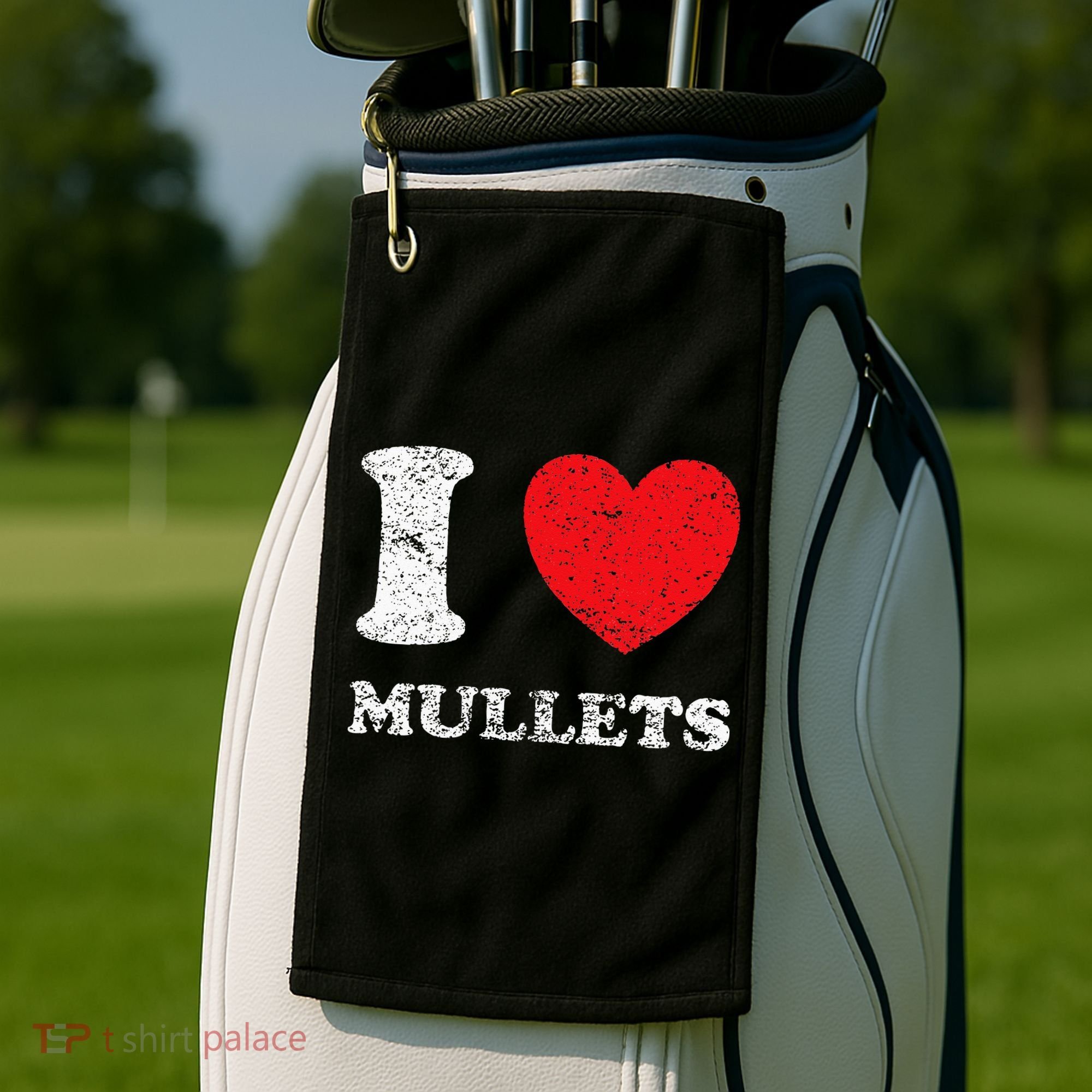 Distressed Grunge Worn Out Style I Love Mullets Golf Towel