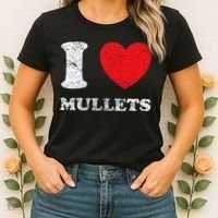 Distressed Grunge Worn Out Style I Love Mullets Women's T-Shirt thumb 2