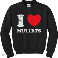 Distressed Grunge Worn Out Style I Love Mullets Kids Sweatshirt thumb 0