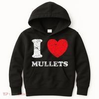 Distressed Grunge Worn Out Style I Love Mullets Kids Hoodie thumb 0