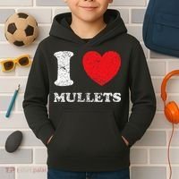 Distressed Grunge Worn Out Style I Love Mullets Kids Hoodie thumb 2