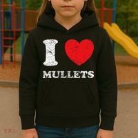 Distressed Grunge Worn Out Style I Love Mullets Kids Hoodie thumb 3