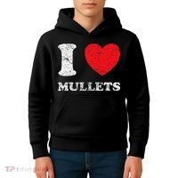 Distressed Grunge Worn Out Style I Love Mullets Kids Hoodie thumb 4