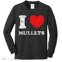 Distressed Grunge Worn Out Style I Love Mullets Kids Long Sleeve Shirt thumb 0