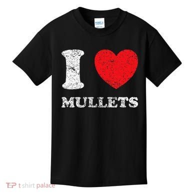 Distressed Grunge Worn Out Style I Love Mullets Kids T-Shirt