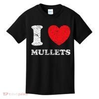 Distressed Grunge Worn Out Style I Love Mullets Kids T-Shirt thumb 0
