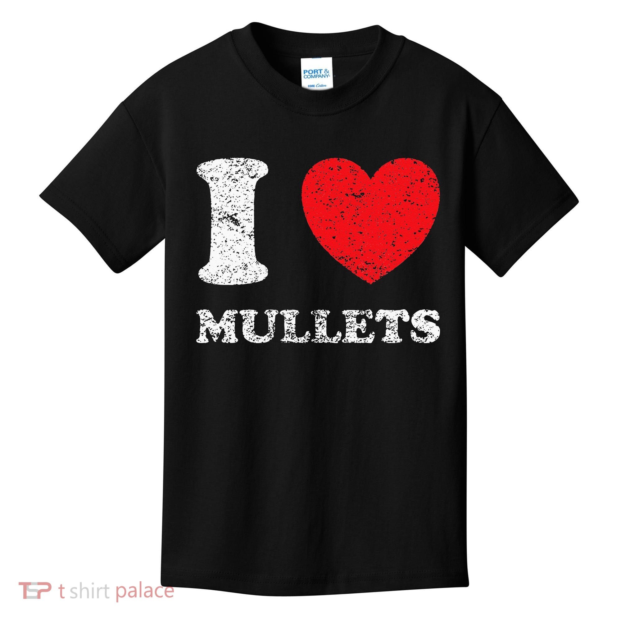 Distressed Grunge Worn Out Style I Love Mullets Kids T-Shirt