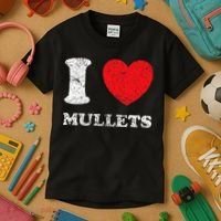 Distressed Grunge Worn Out Style I Love Mullets Kids T-Shirt thumb 3