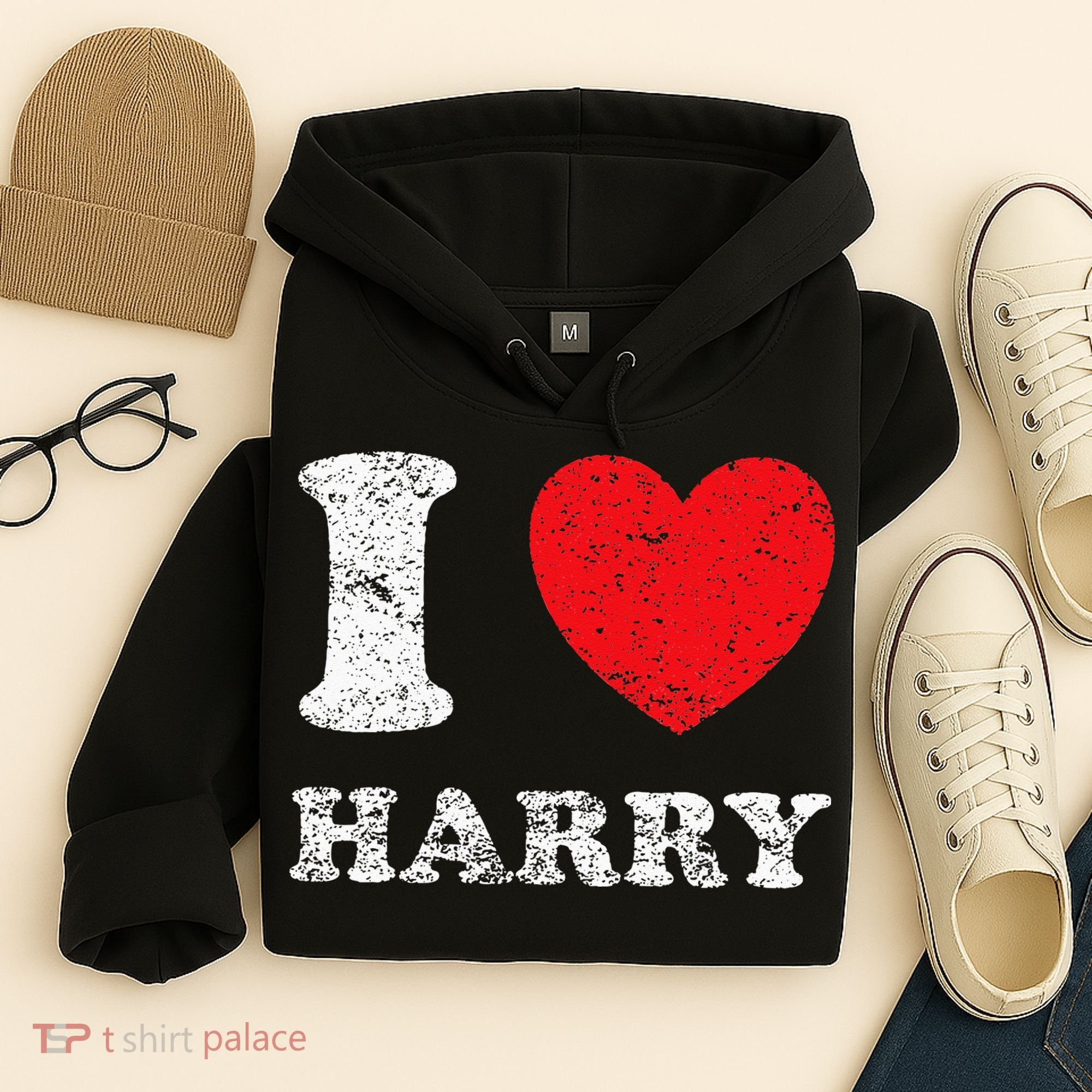 Distressed Grunge Worn Out Style I Love Harry Hoodie
