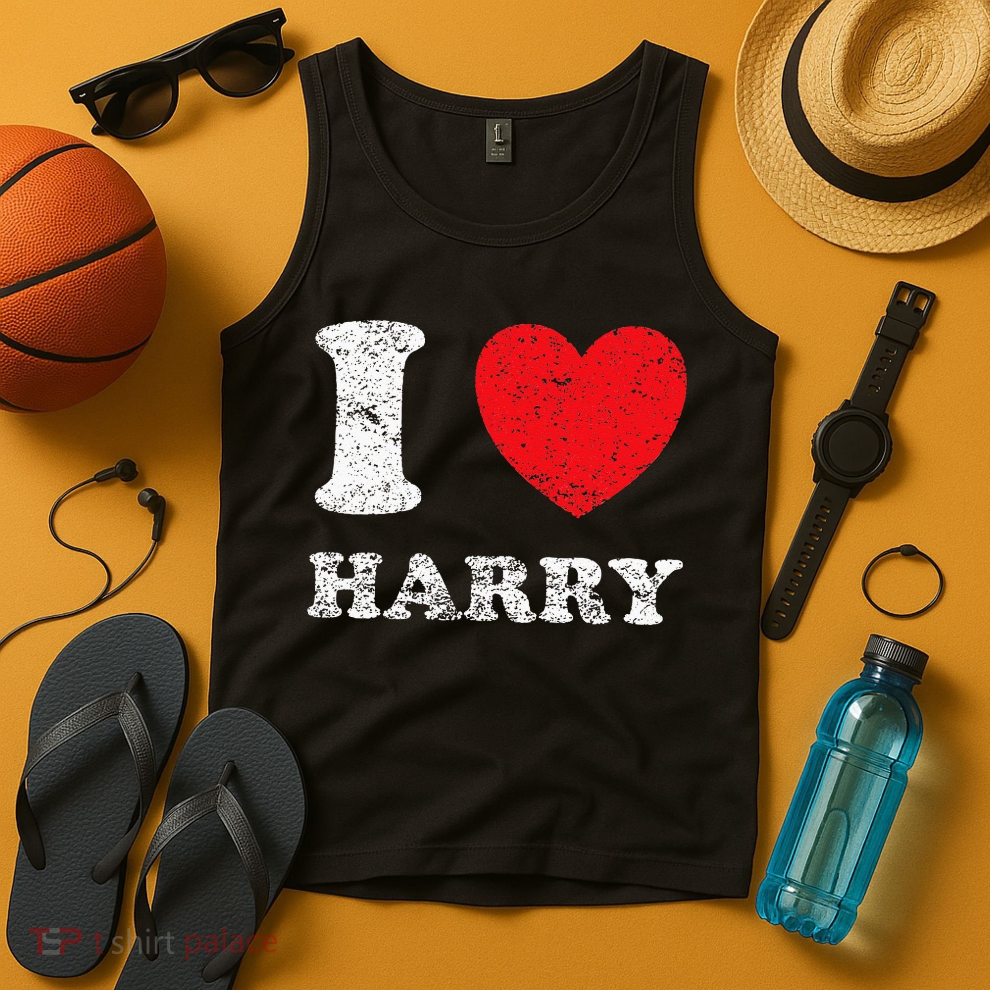 Distressed Grunge Worn Out Style I Love Harry Tank Top