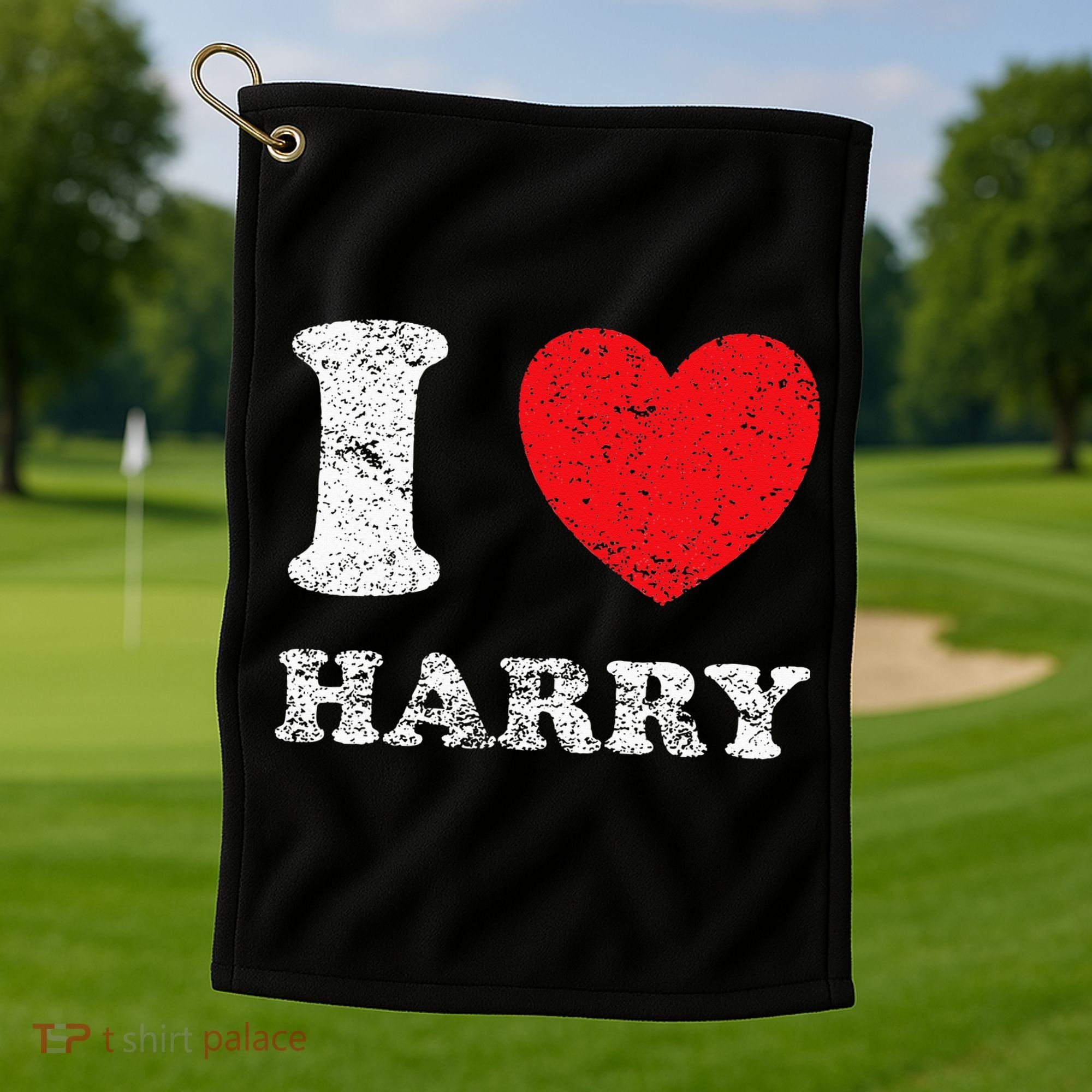 Distressed Grunge Worn Out Style I Love Harry Golf Towel