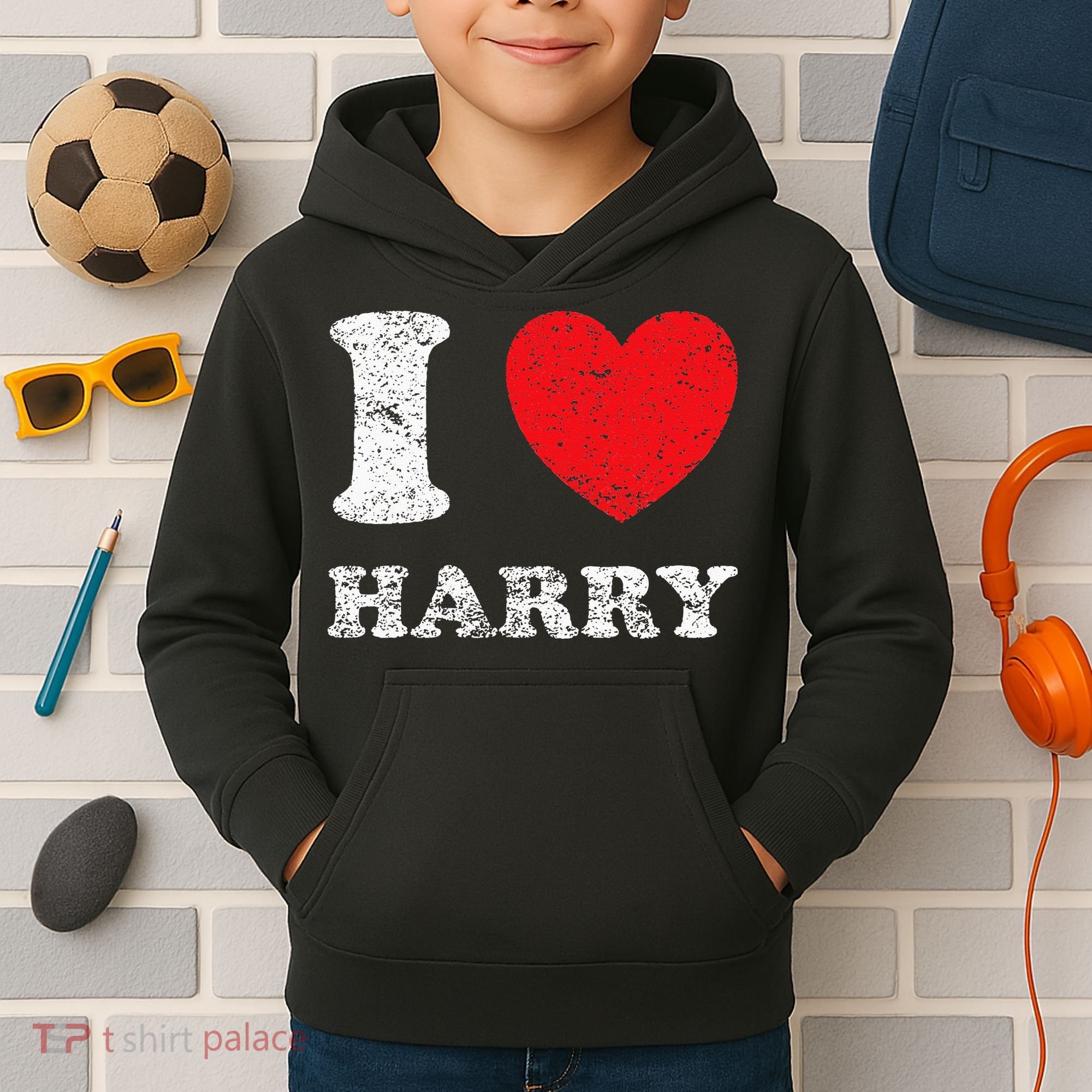 Distressed Grunge Worn Out Style I Love Harry Kids Hoodie