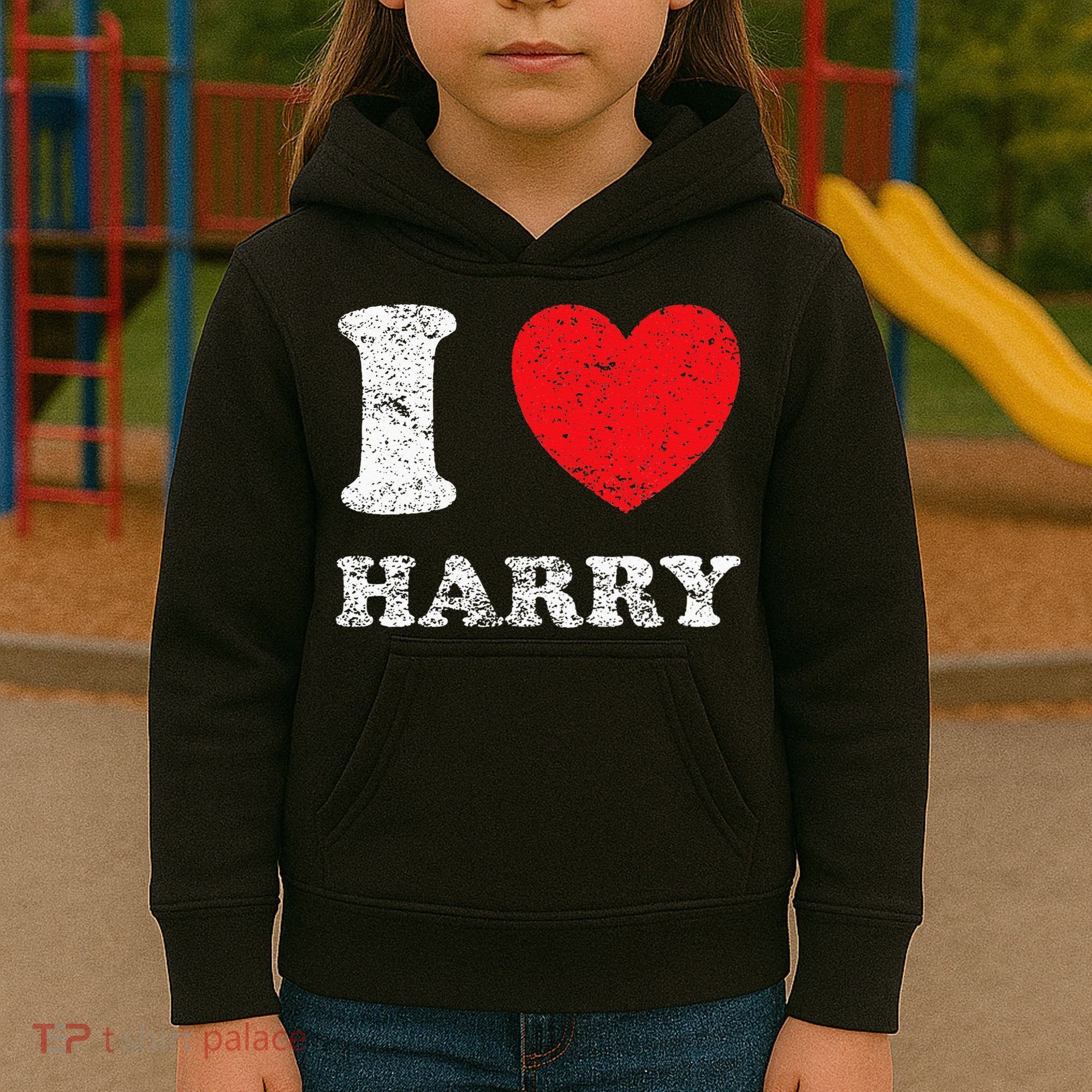 Distressed Grunge Worn Out Style I Love Harry Kids Hoodie