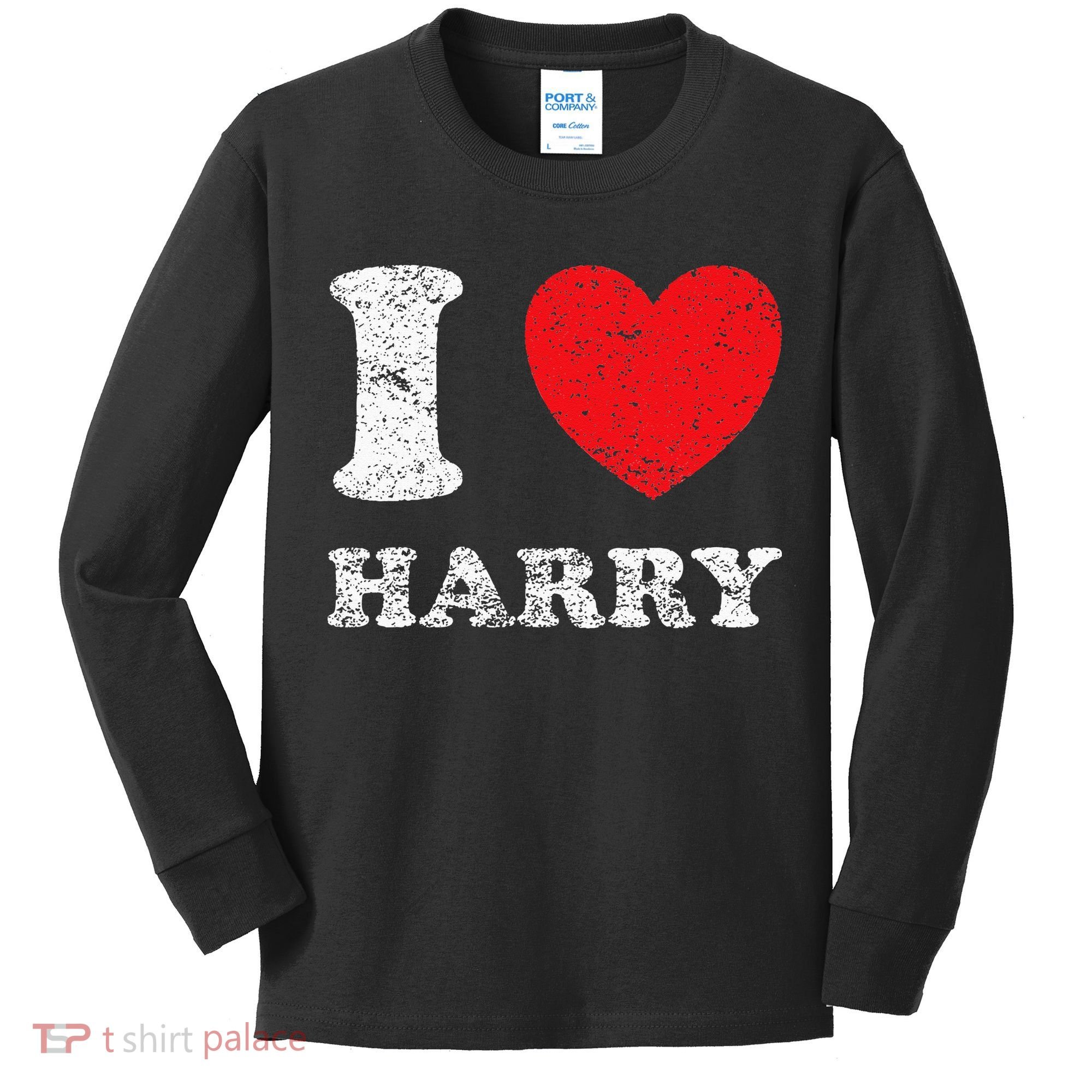 Distressed Grunge Worn Out Style I Love Harry Kids Long Sleeve Shirt