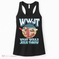 Disc Golf Wwjt What Would Jesus Throw Frisbee Golf Christian Women's Tank Top thumb 0