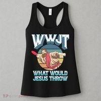 Disc Golf Wwjt What Would Jesus Throw Frisbee Golf Christian Women's Tank Top thumb 3
