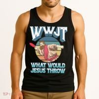 Disc Golf Wwjt What Would Jesus Throw Frisbee Golf Christian Tank Top thumb 3
