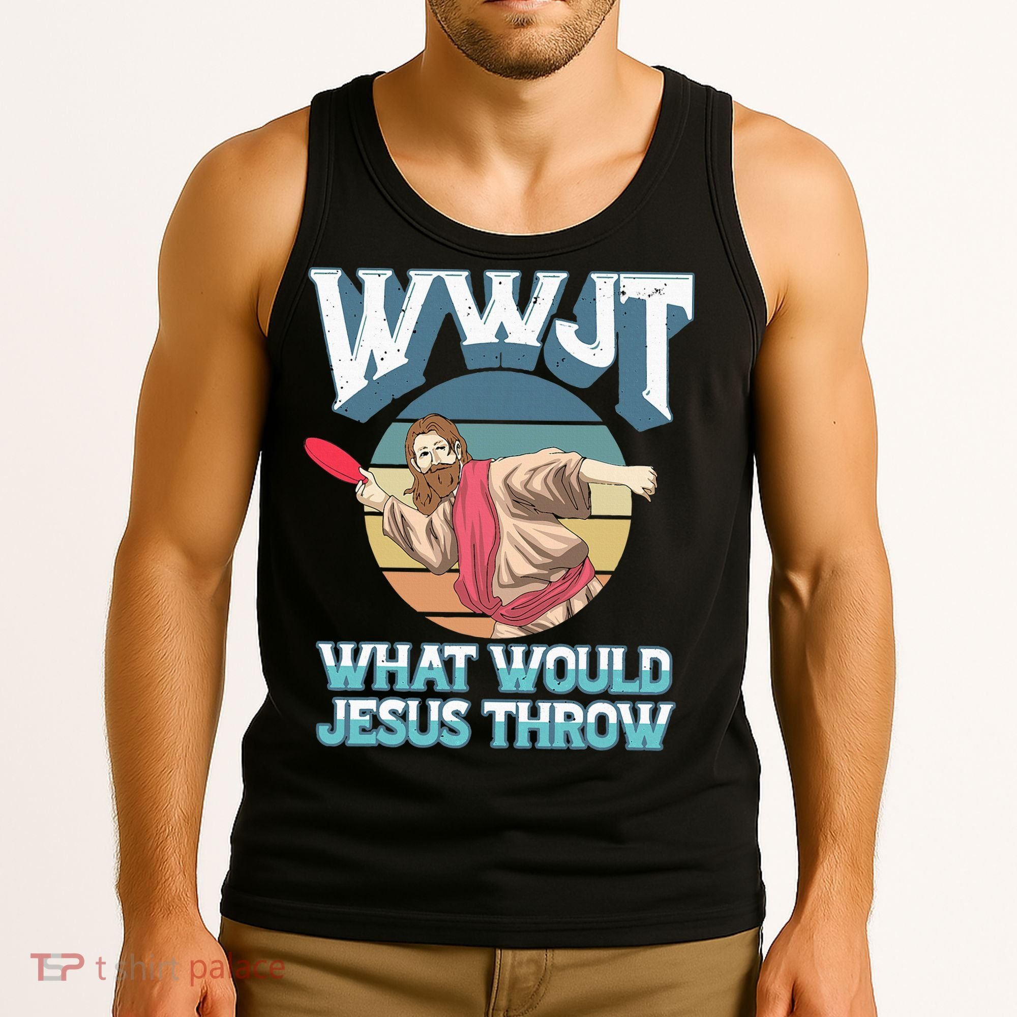 Disc Golf Wwjt What Would Jesus Throw Frisbee Golf Christian Tank Top