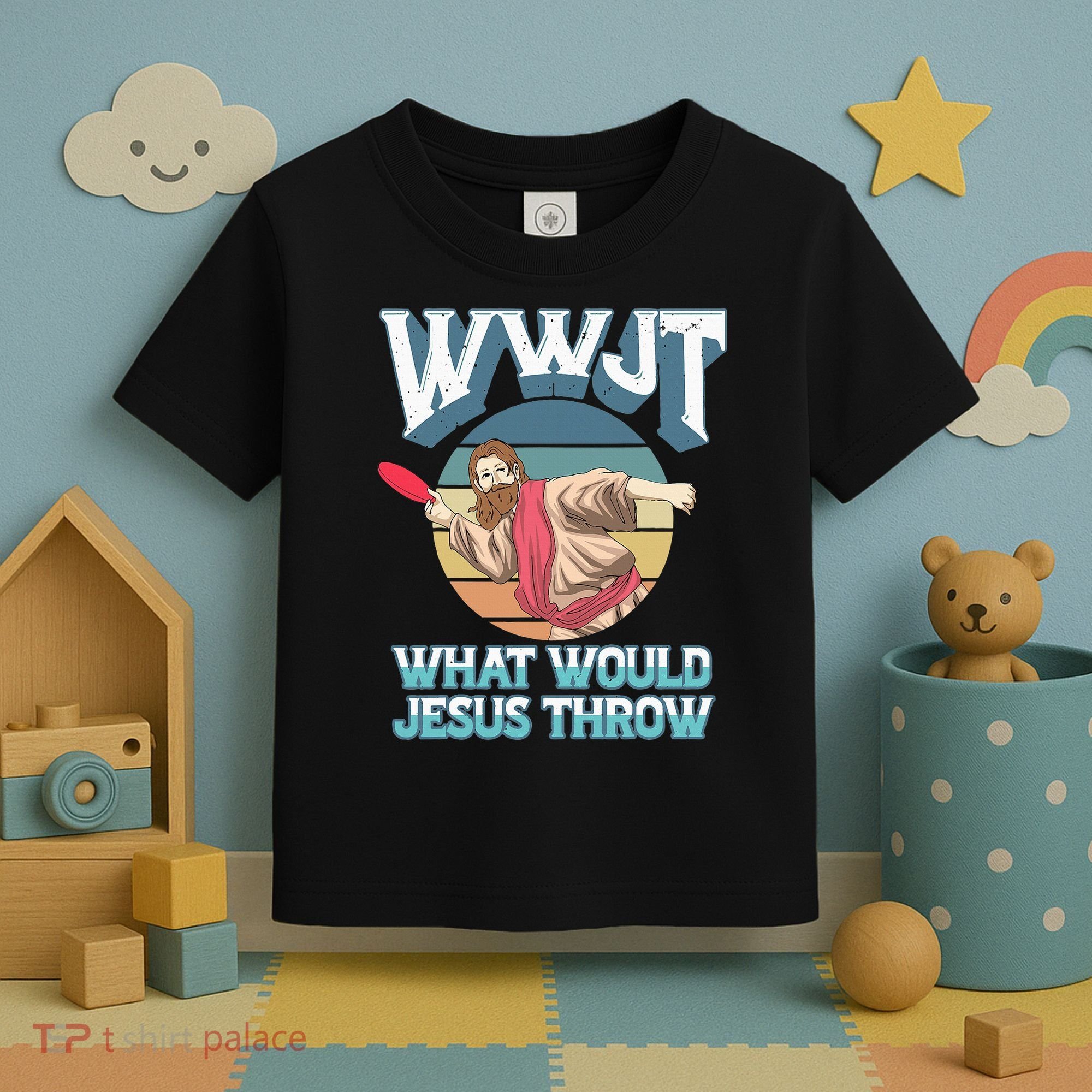 Disc Golf Wwjt What Would Jesus Throw Frisbee Golf Christian Toddler T-Shirt
