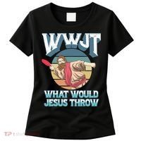 Disc Golf Wwjt What Would Jesus Throw Frisbee Golf Christian Women's T-Shirt thumb 0