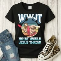 Disc Golf Wwjt What Would Jesus Throw Frisbee Golf Christian Women's T-Shirt thumb 3