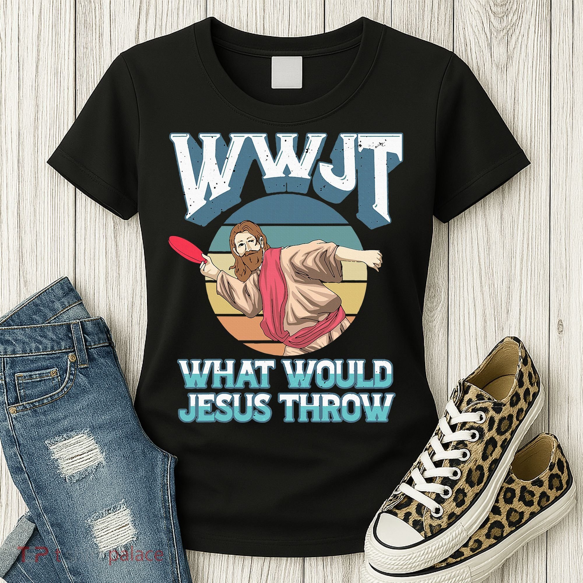 Disc Golf Wwjt What Would Jesus Throw Frisbee Golf Christian Women's T-Shirt