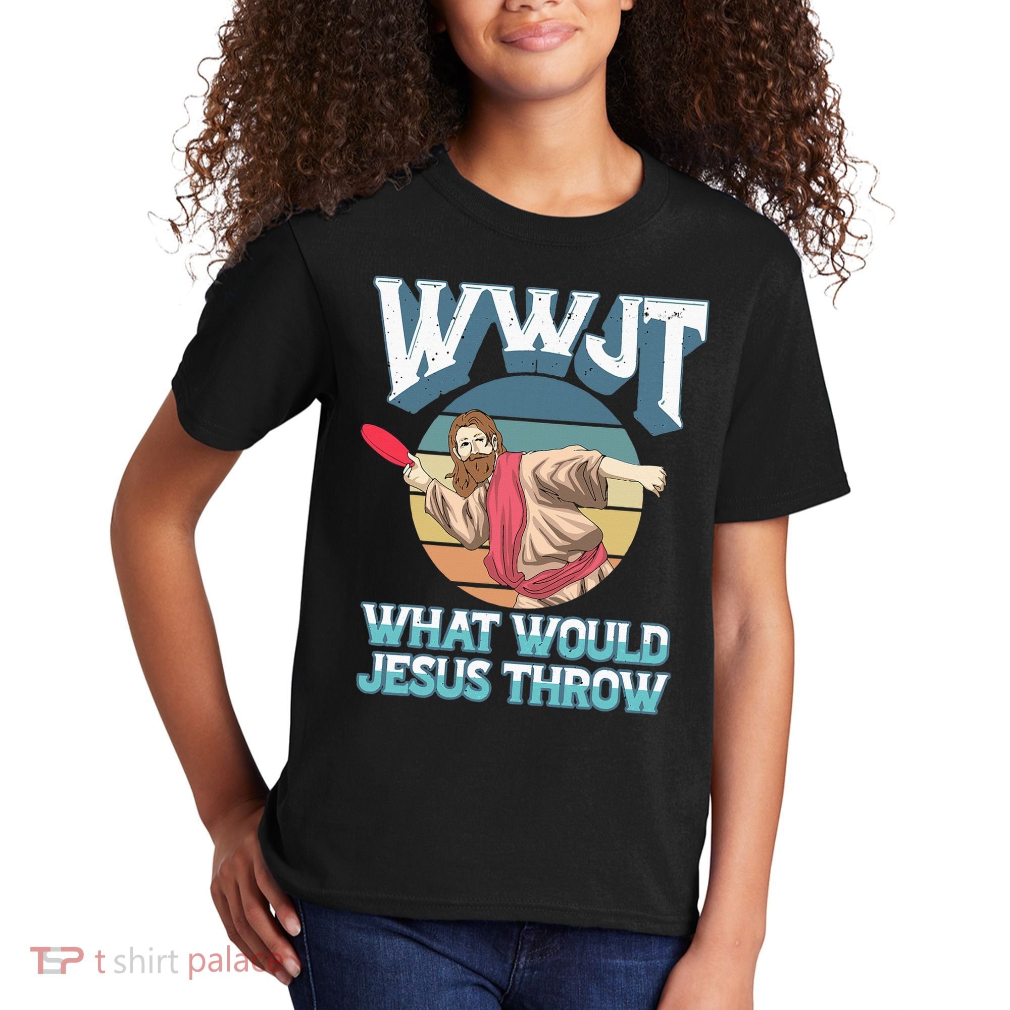 Disc Golf Wwjt What Would Jesus Throw Frisbee Golf Christian Kids T-Shirt