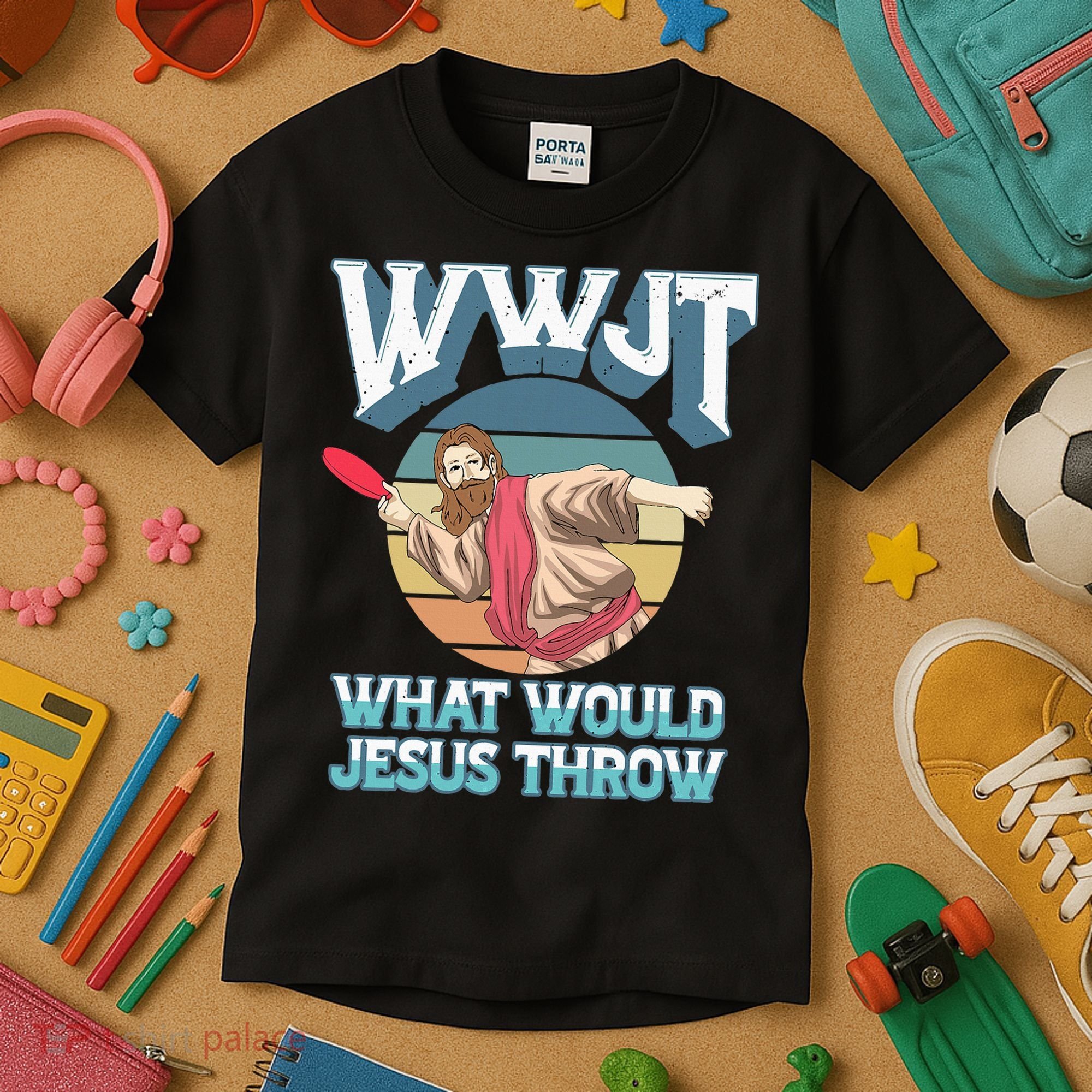 Disc Golf Wwjt What Would Jesus Throw Frisbee Golf Christian Kids T-Shirt