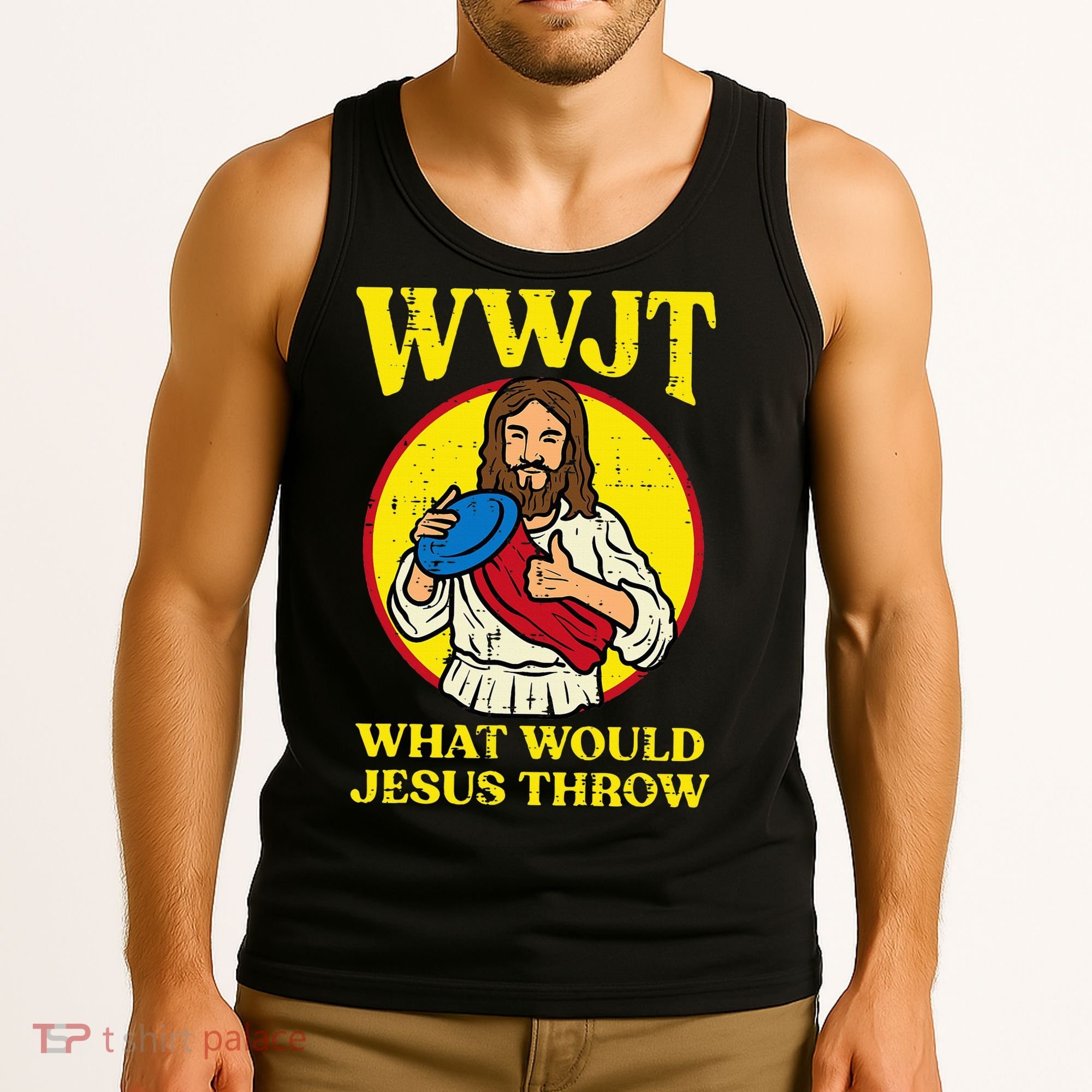 Disc Golf Wwjt What Would Jesus Throw Frisbee Tank Top