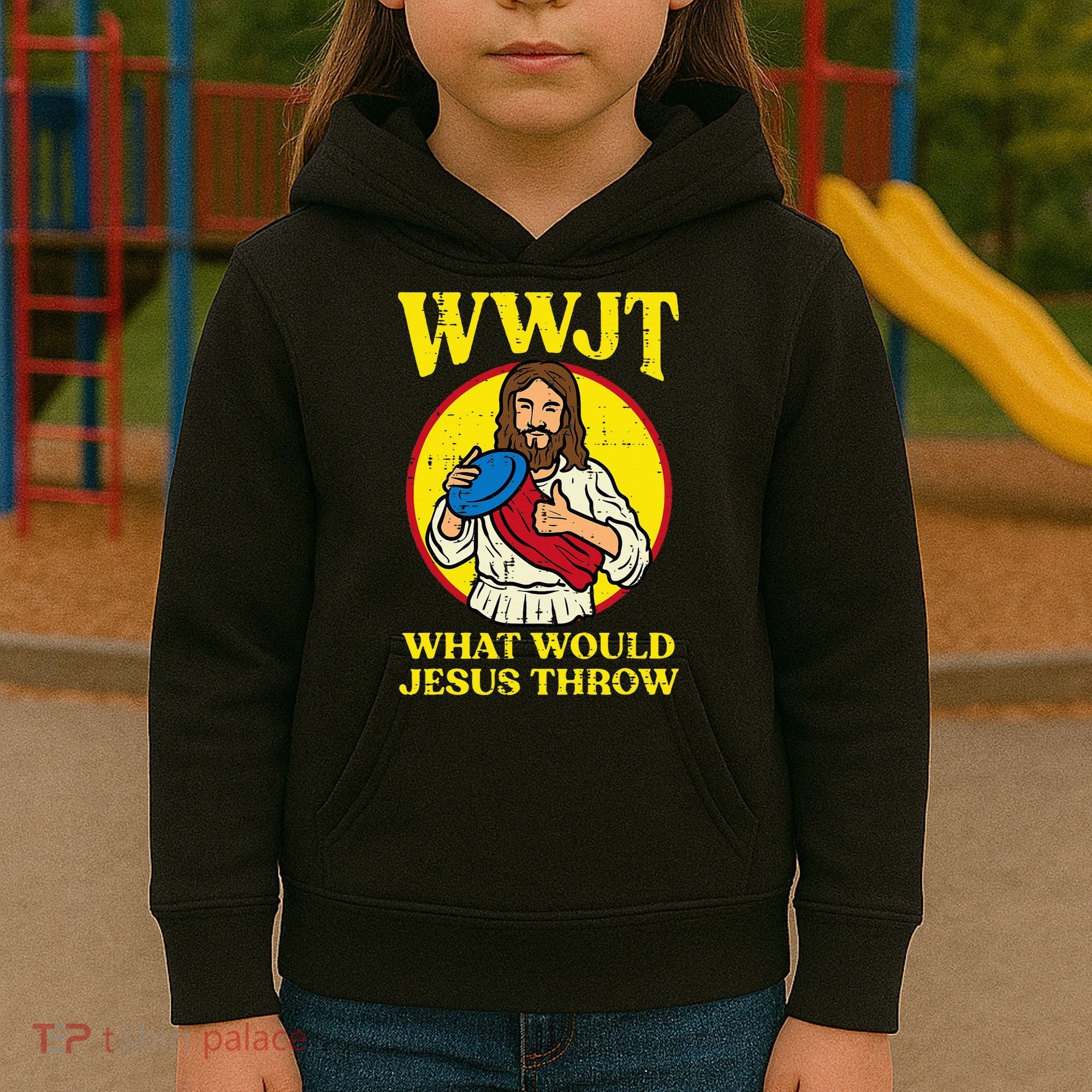 Disc Golf Wwjt What Would Jesus Throw Frisbee Kids Hoodie
