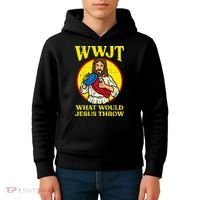 Disc Golf Wwjt What Would Jesus Throw Frisbee Kids Hoodie thumb 4