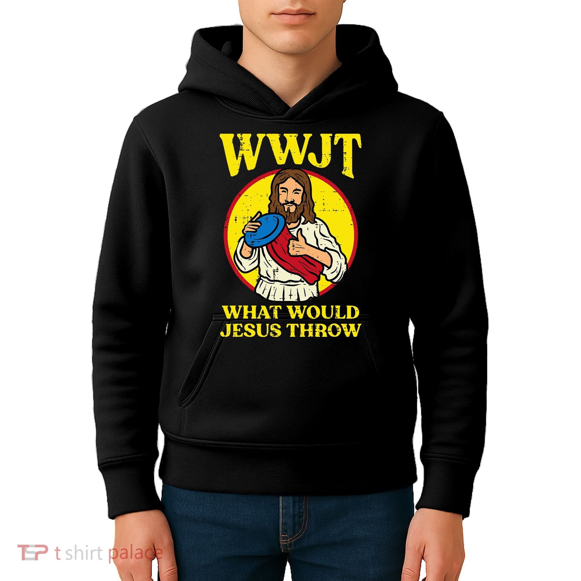 Disc Golf Wwjt What Would Jesus Throw Frisbee Kids Hoodie