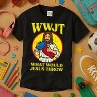 Disc Golf Wwjt What Would Jesus Throw Frisbee Kids T-Shirt thumb 3