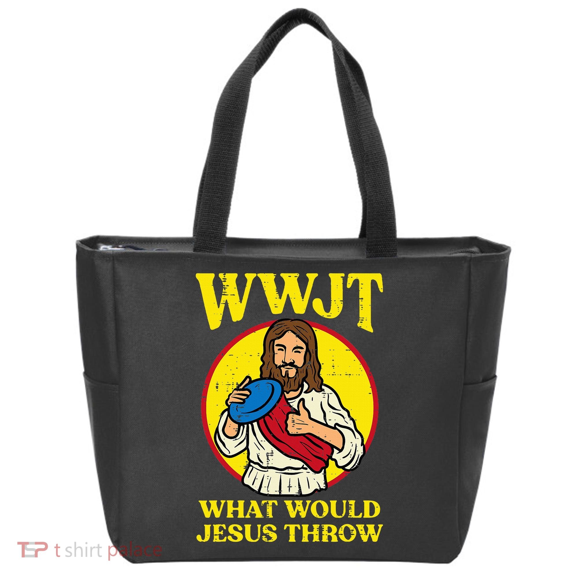 Disc Golf Wwjt What Would Jesus Throw Frisbee Tote Bag