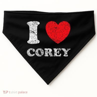 Distressed Grunge Worn Out Style I Love Corey USA-Made Doggie Bandana