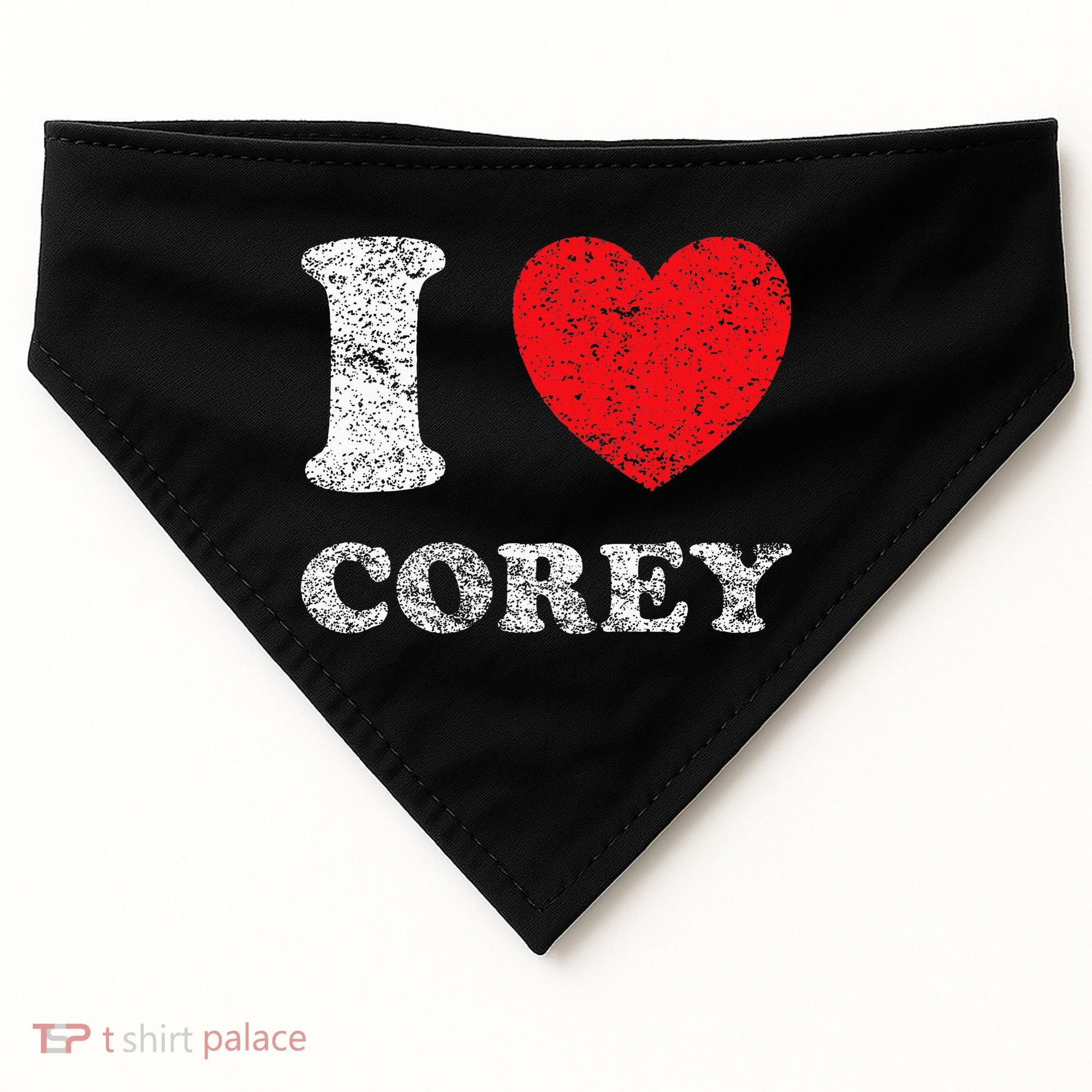 Distressed Grunge Worn Out Style I Love Corey USA-Made Doggie Bandana