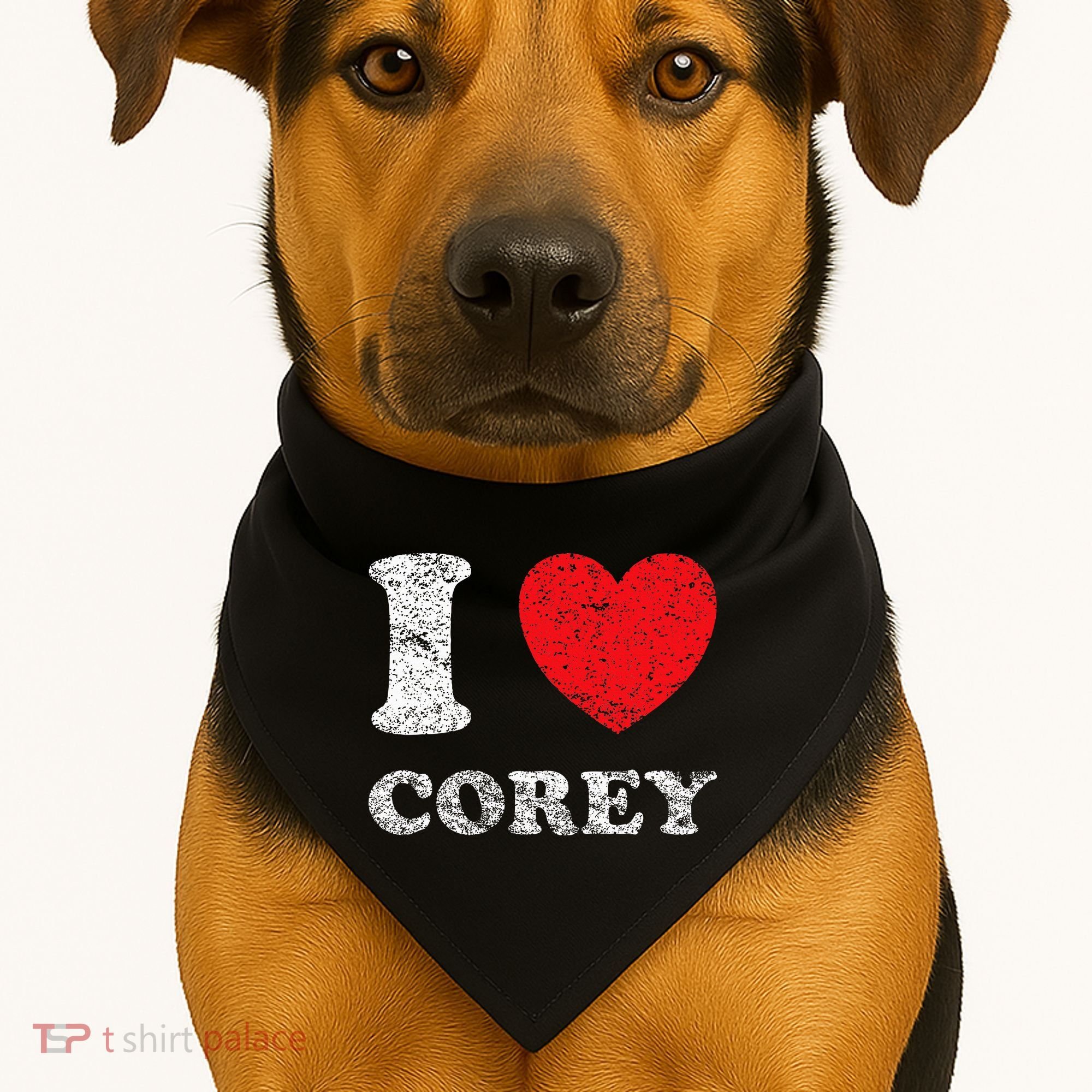 Distressed Grunge Worn Out Style I Love Corey USA-Made Doggie Bandana