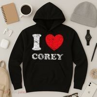 Distressed Grunge Worn Out Style I Love Corey Hoodie thumb 3