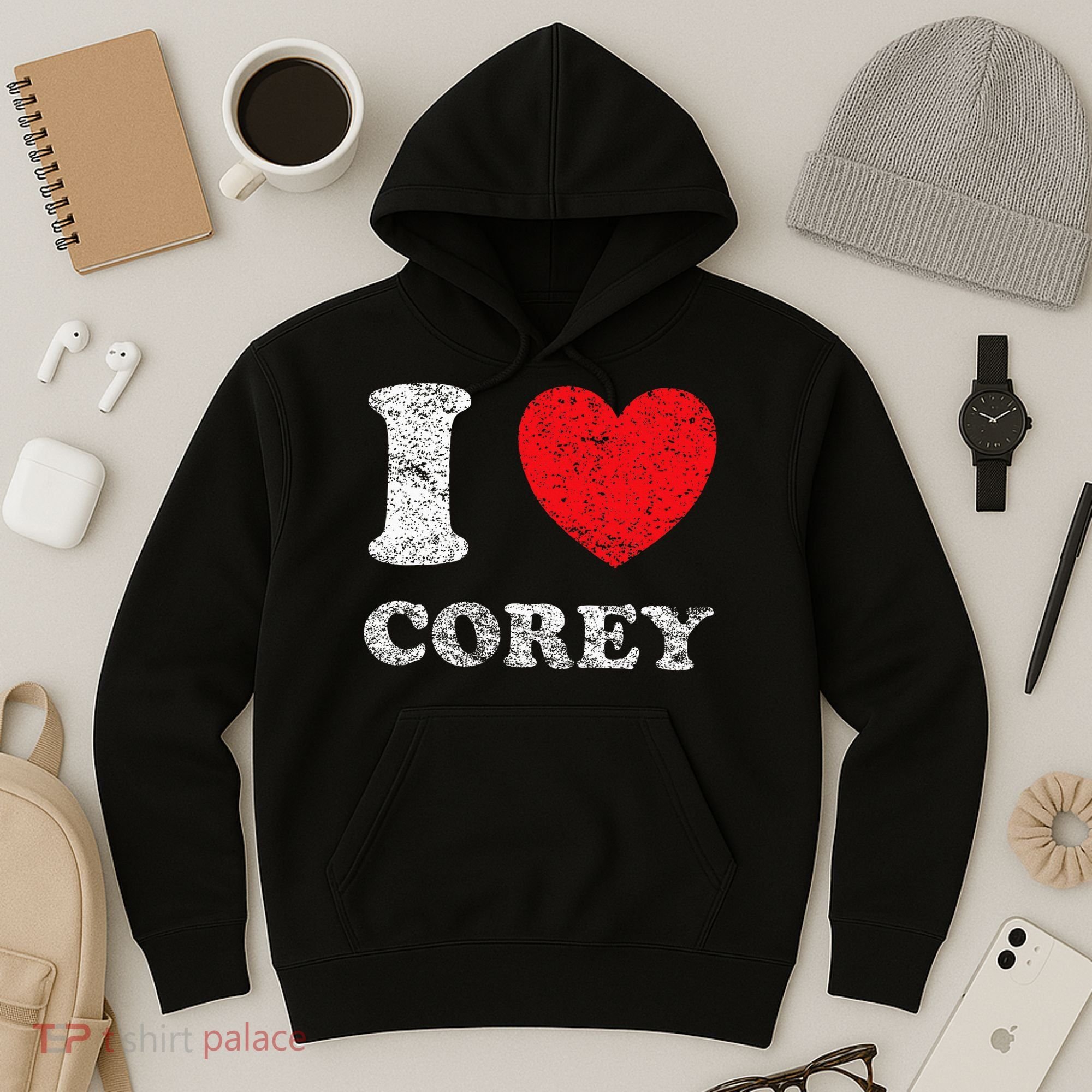 Distressed Grunge Worn Out Style I Love Corey Hoodie