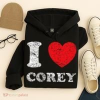 Distressed Grunge Worn Out Style I Love Corey Hoodie thumb 4