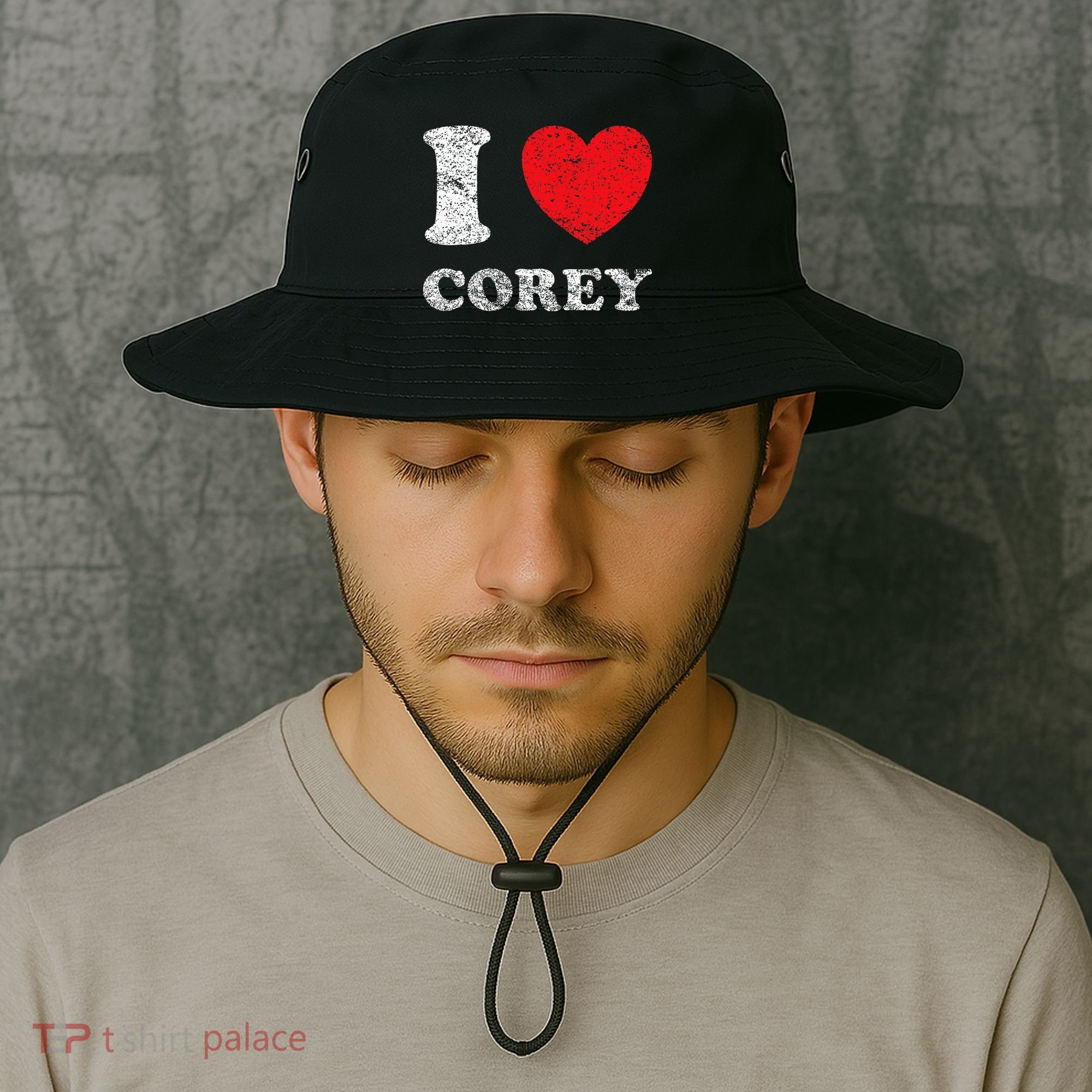 Distressed Grunge Worn Out Style I Love Corey Bucket Hat