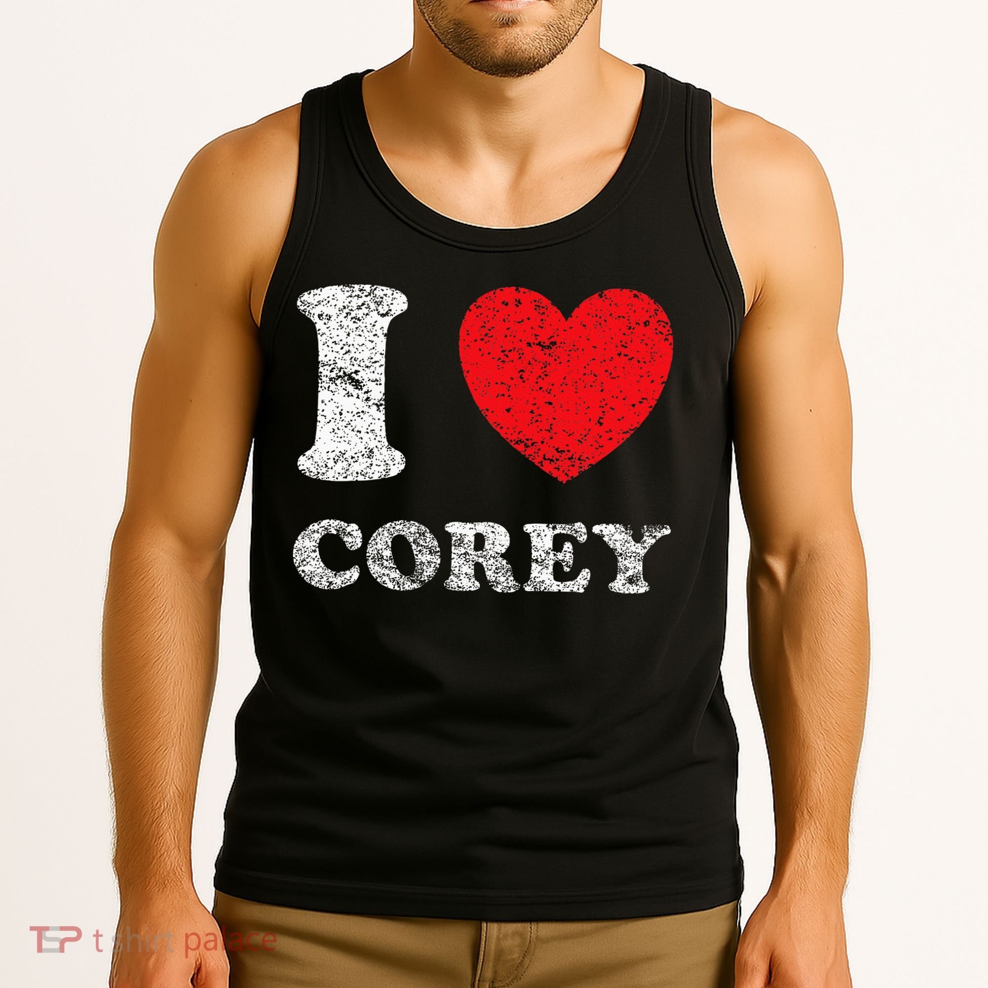 Distressed Grunge Worn Out Style I Love Corey Tank Top