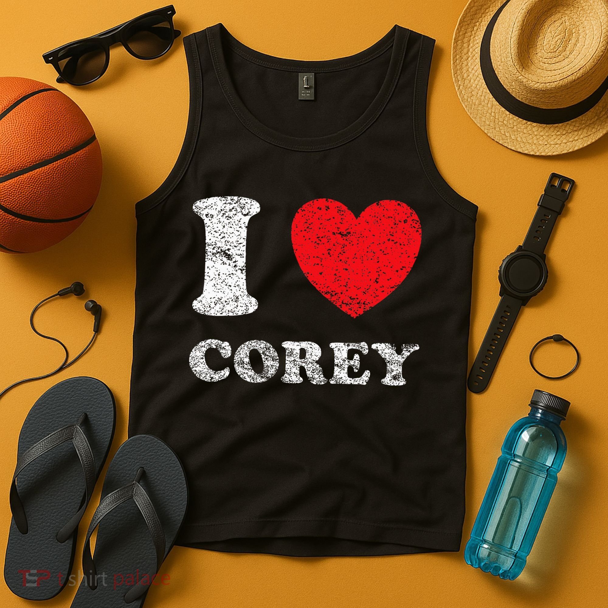 Distressed Grunge Worn Out Style I Love Corey Tank Top