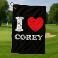 Distressed Grunge Worn Out Style I Love Corey Golf Towel thumb 1