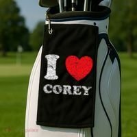 Distressed Grunge Worn Out Style I Love Corey Golf Towel thumb 2