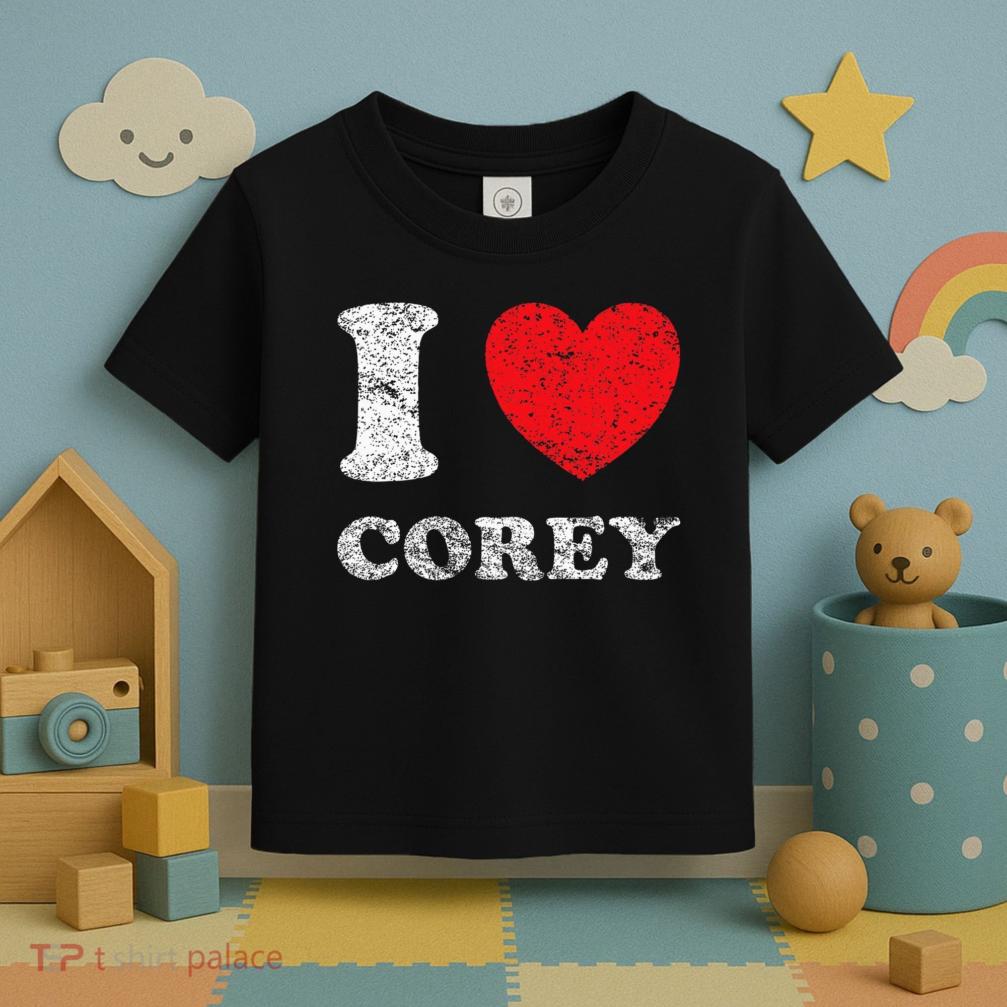 Distressed Grunge Worn Out Style I Love Corey Toddler T-Shirt